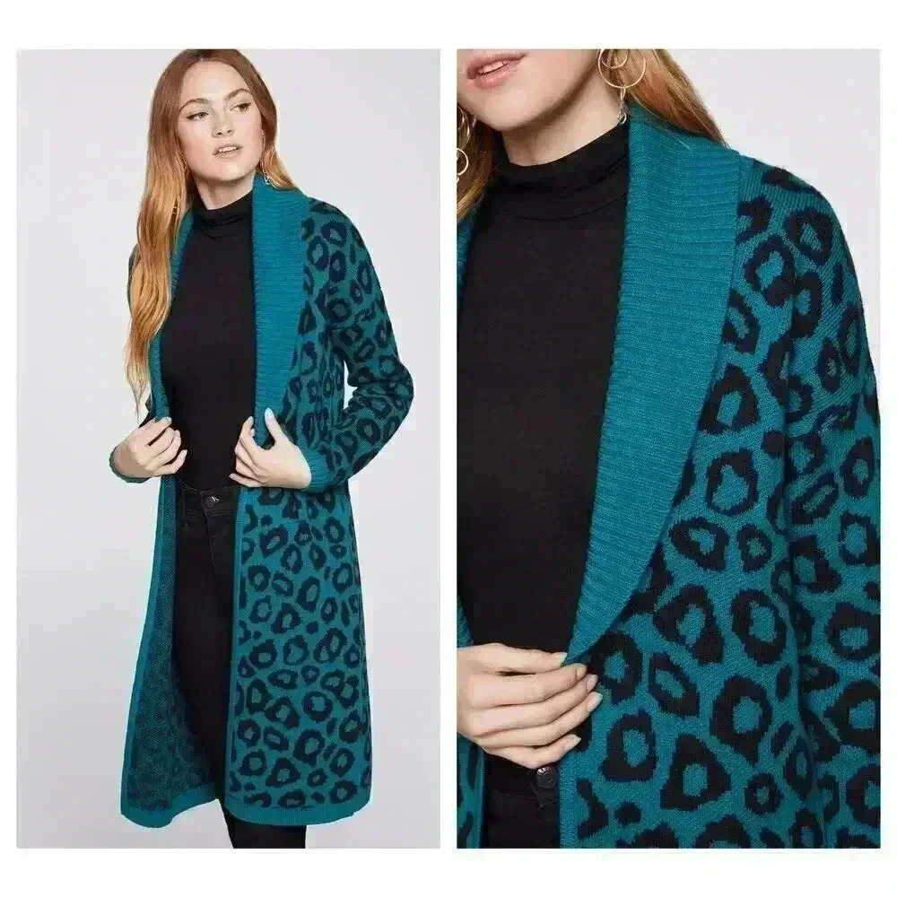BCBGeneration Leopard-Print Long‎ Cardigan